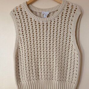 HOUSE OF HARLOW, Cream Knit Sweater Vest, Size M